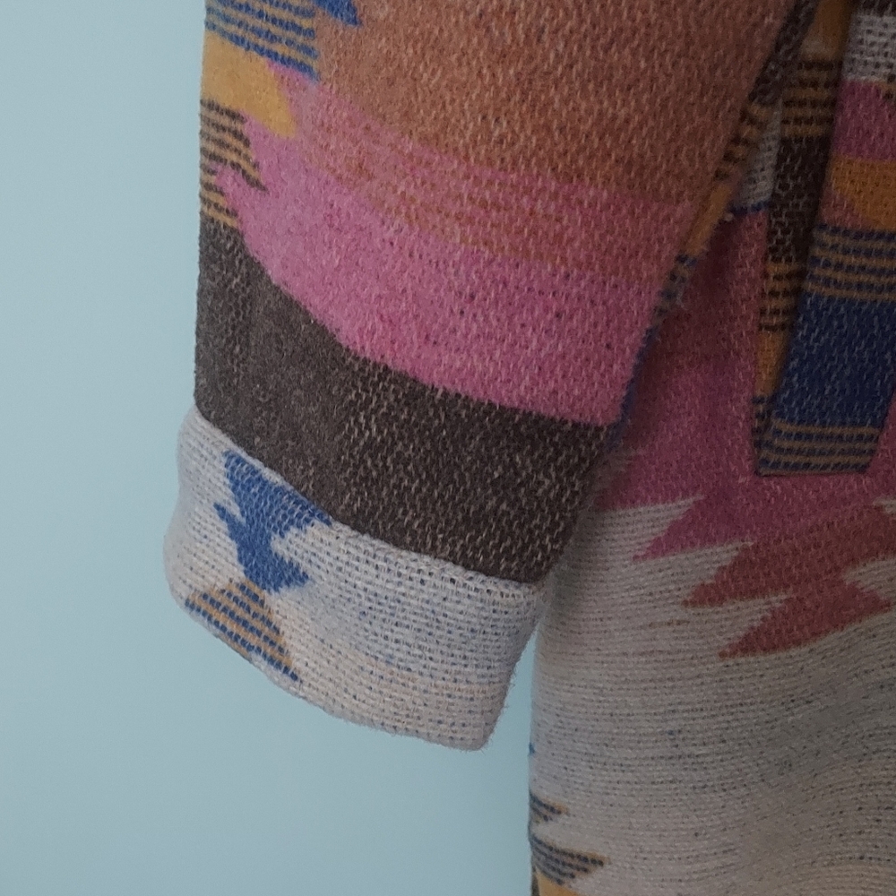 Veveret Colorful Aztec Sothwestern Western Duster Jacket Schacket Medium - Picture 7 of 13
